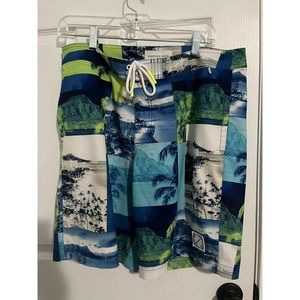 AMERICAN EAGLE MEN'S SHORTS SWIM TRUNKS BOARD SHORTS, LARGE